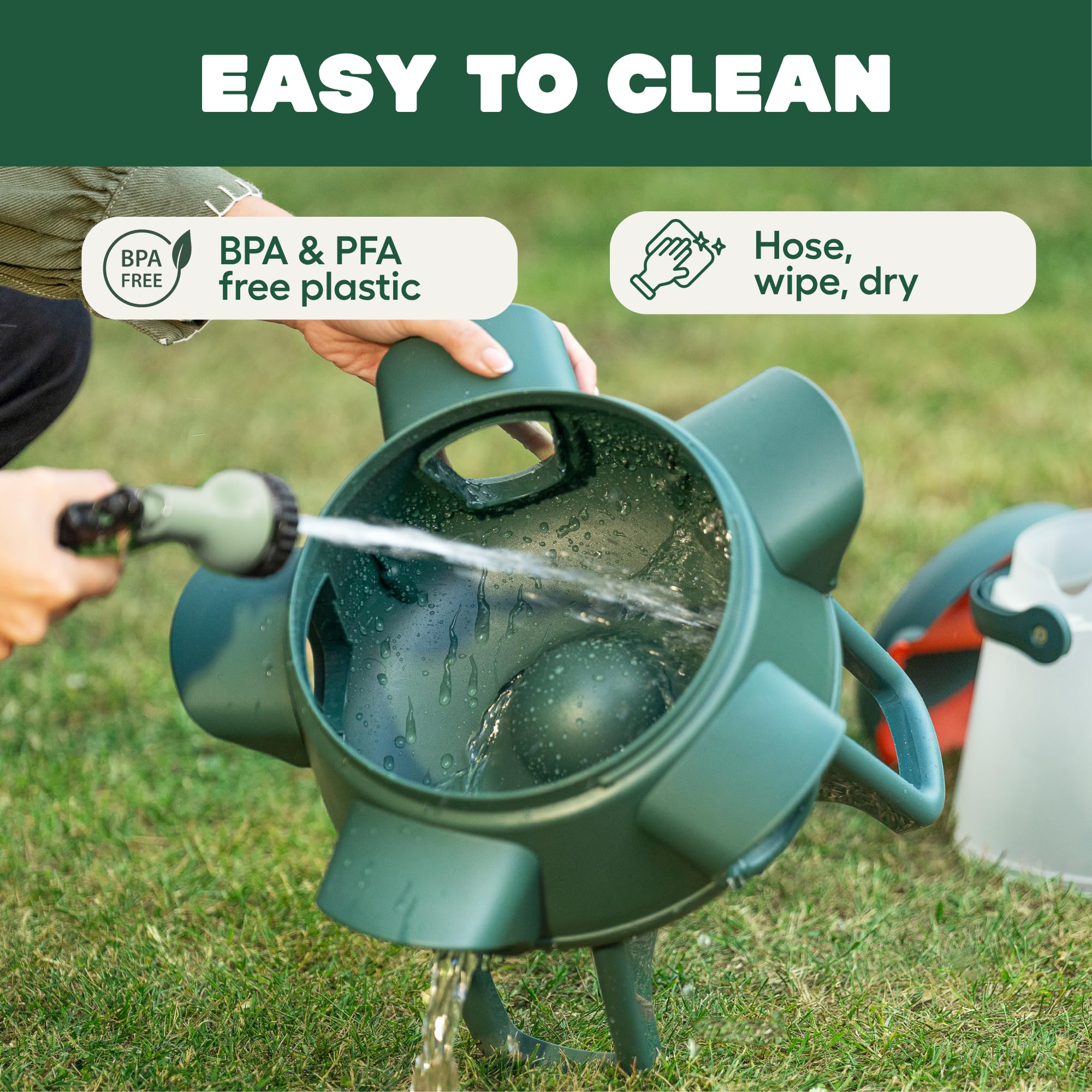 Omlet feeder separated into three pieces for quick tool-free cleaning