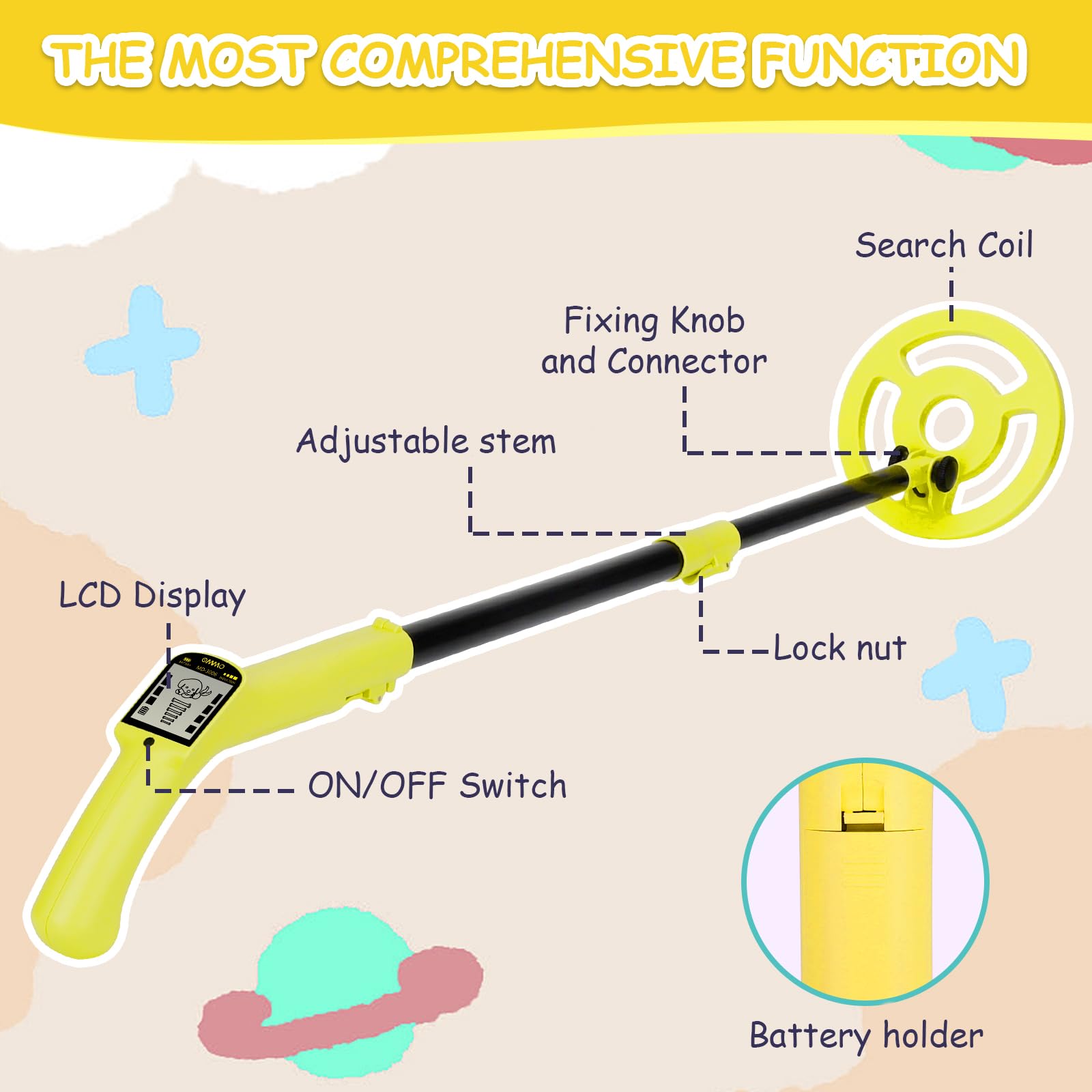 OMMO folded detector next to a backpack demonstrating compact portability