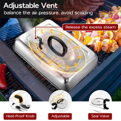 Onader adjustable vent detail that controls steam and cooking speed