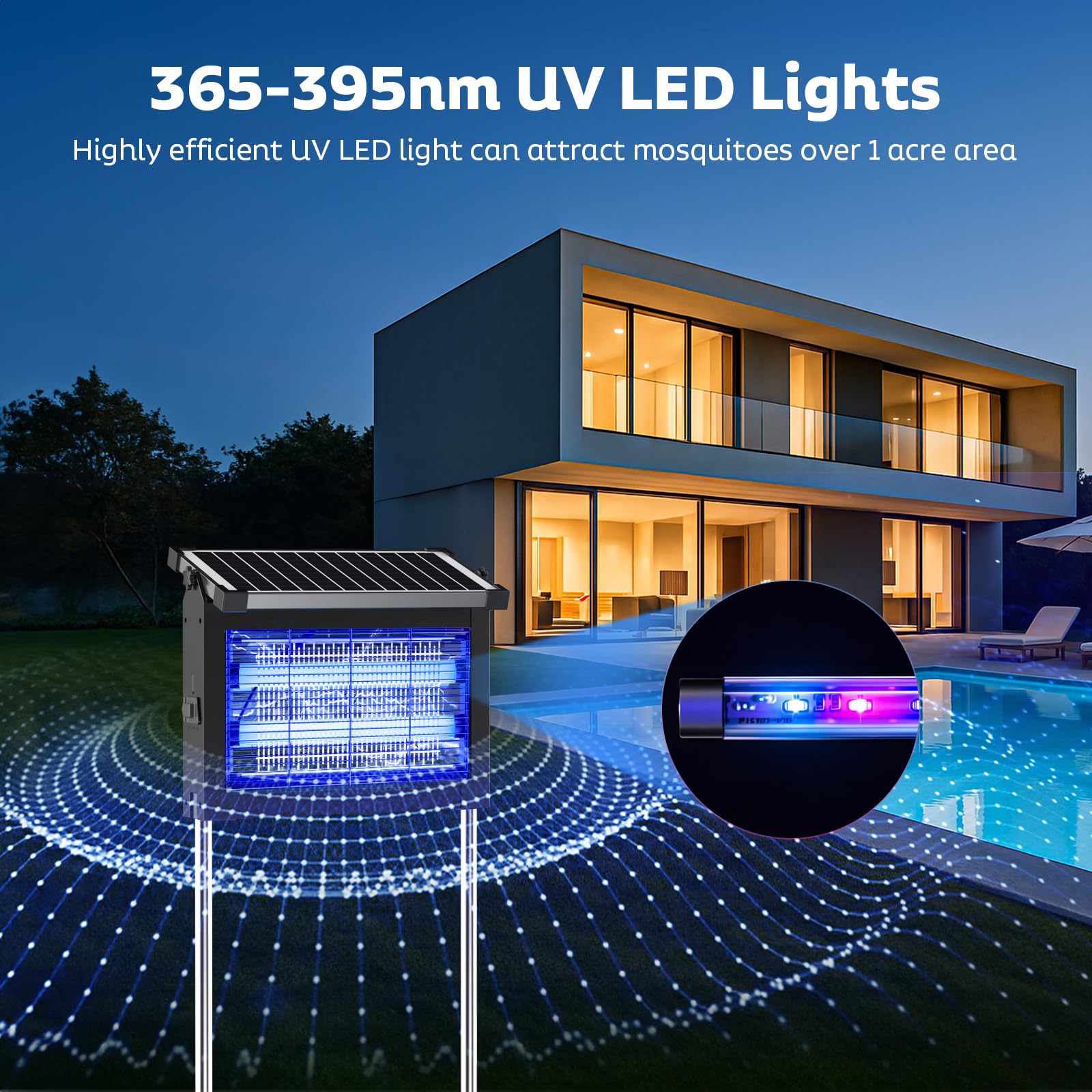 OnBeam LED and 4500V grid close-up highlighting fast insect elimination