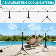 OnBrand full-height mister in use on patio providing cooling comfort