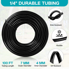 OnBrand hose stretched along patio demonstrating wide coverage and cooling benefit