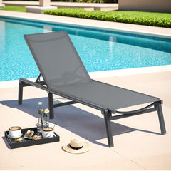 ONBRILL front view of grey chaise showing sleek design and instant outdoor comfort