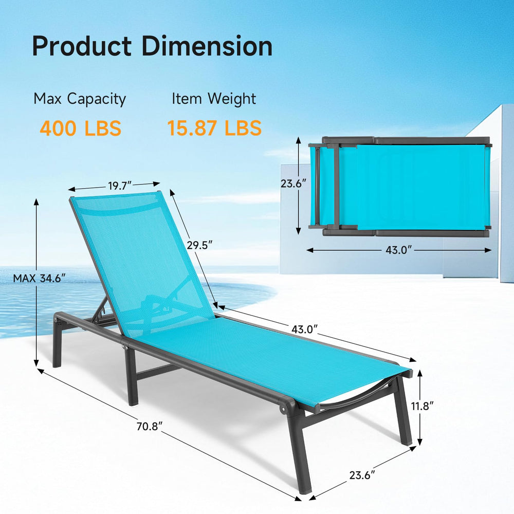ONBRILL lake blue backrest positions demonstrating five-angle adjustability benefit