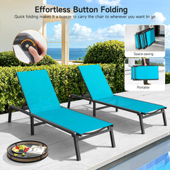 ONBRILL lake blue chaise folded compact for effortless storage and transport