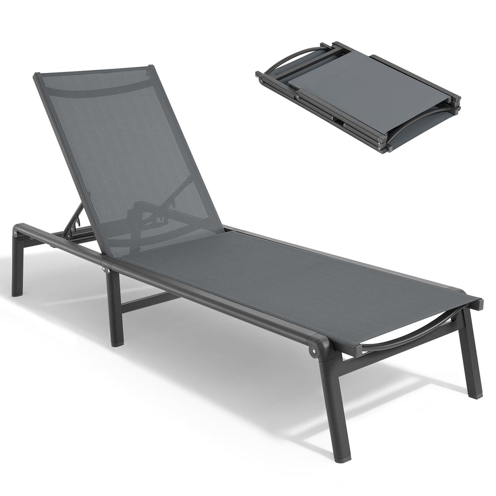ONBRILL person carrying folded chaise illustrating lightweight portability