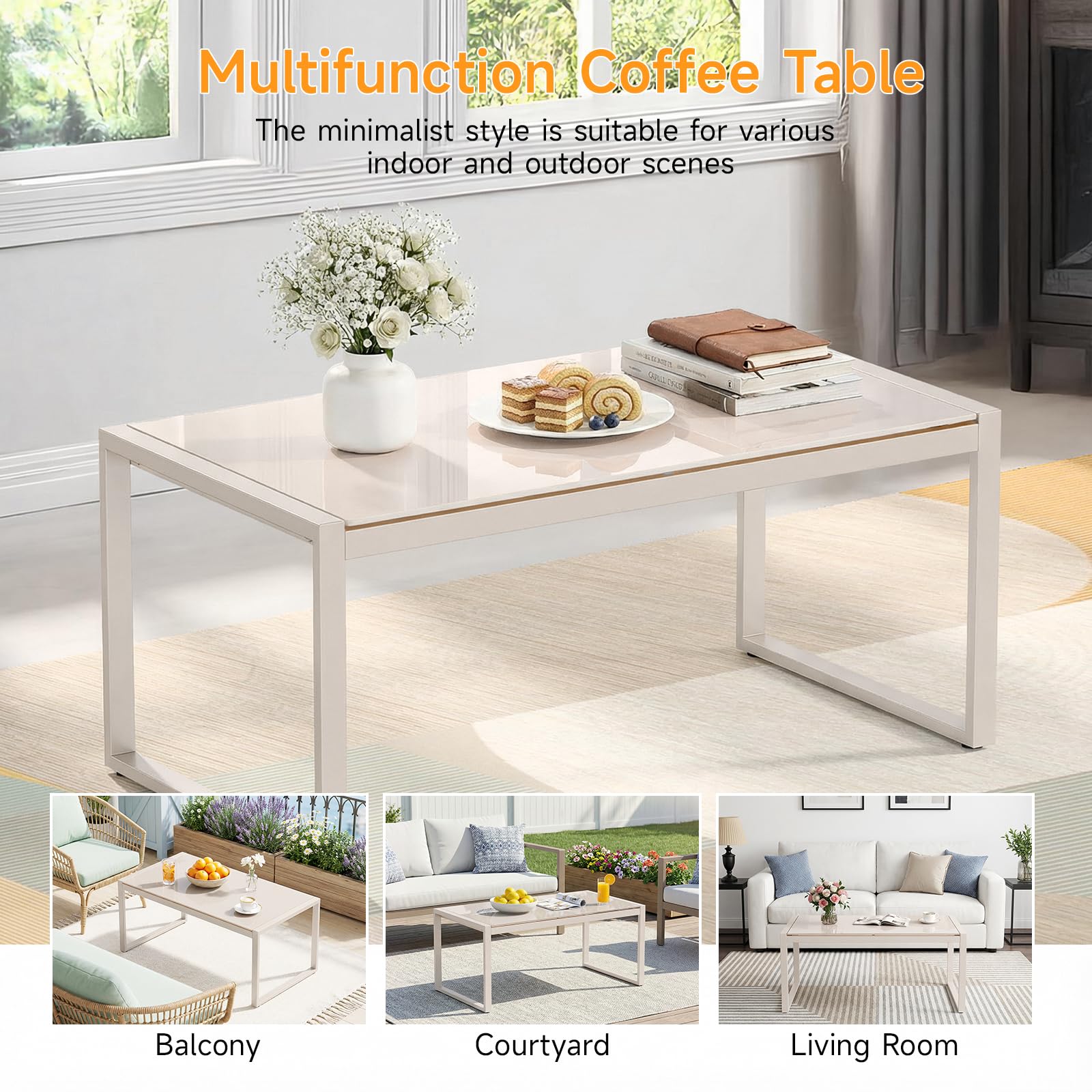 ONBRILL table size comparison beside sofa to show scale and practical proportions