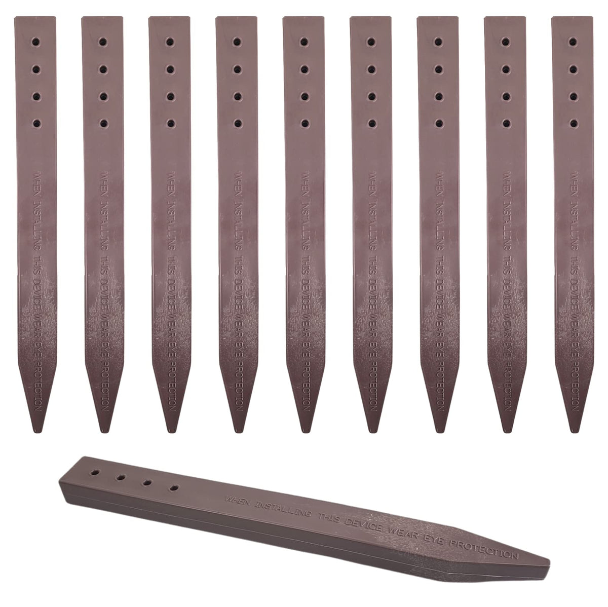 One Stop Outdoor front view of 20-pack stakes showing count and benefit of easy install