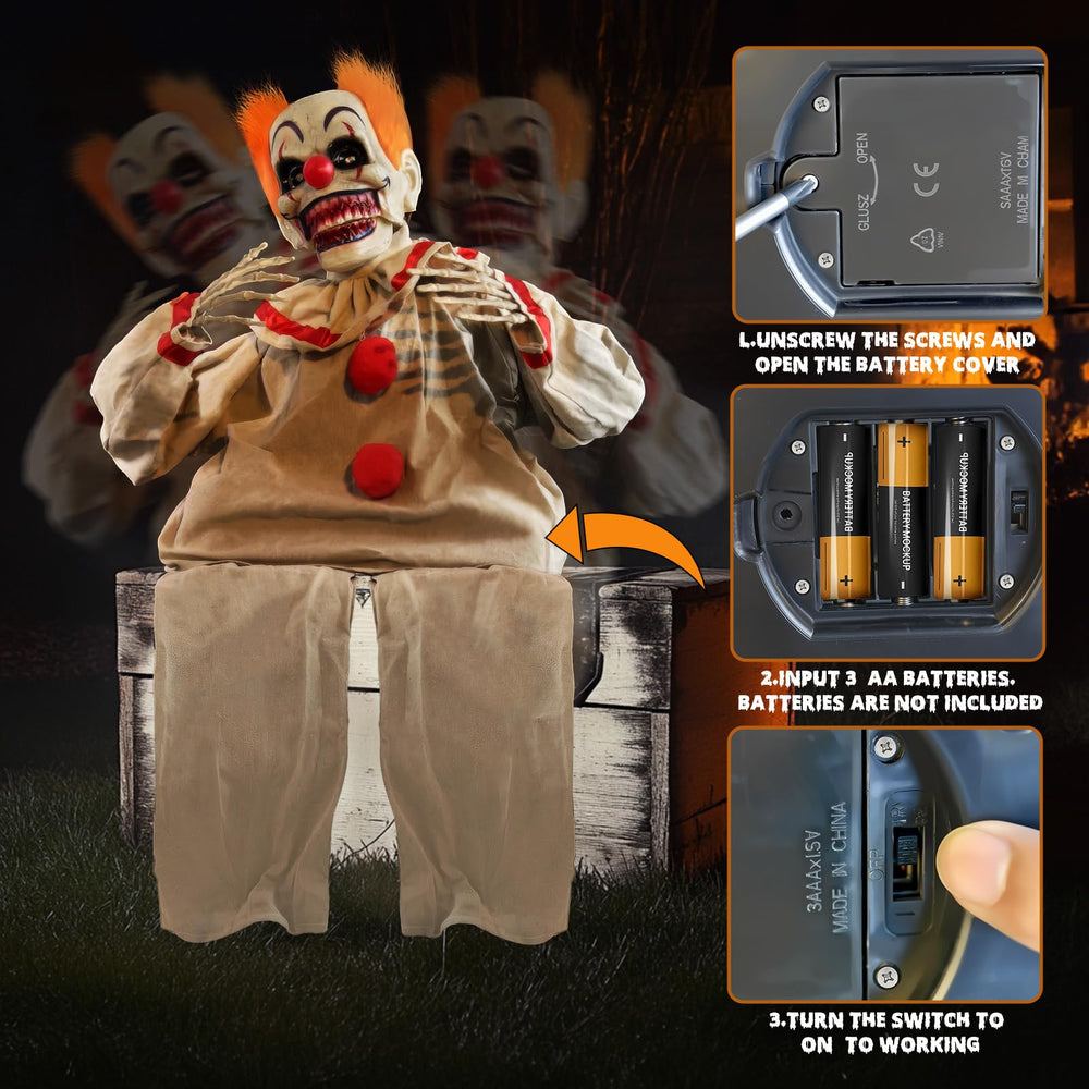 ONEANU clown battery compartment open showing easy battery access