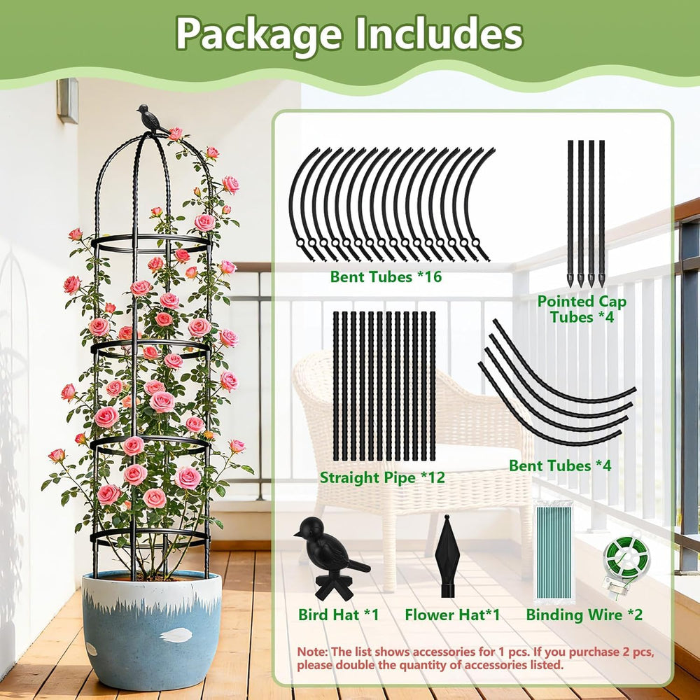 ONEANU obelisk trellis disassembled flat for storage showing easy transport benefit