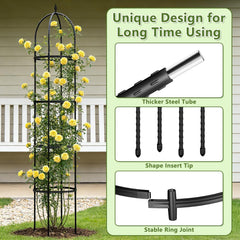 ONEANU obelisk trellis beside measuring ruler showing exact height and scale advantage