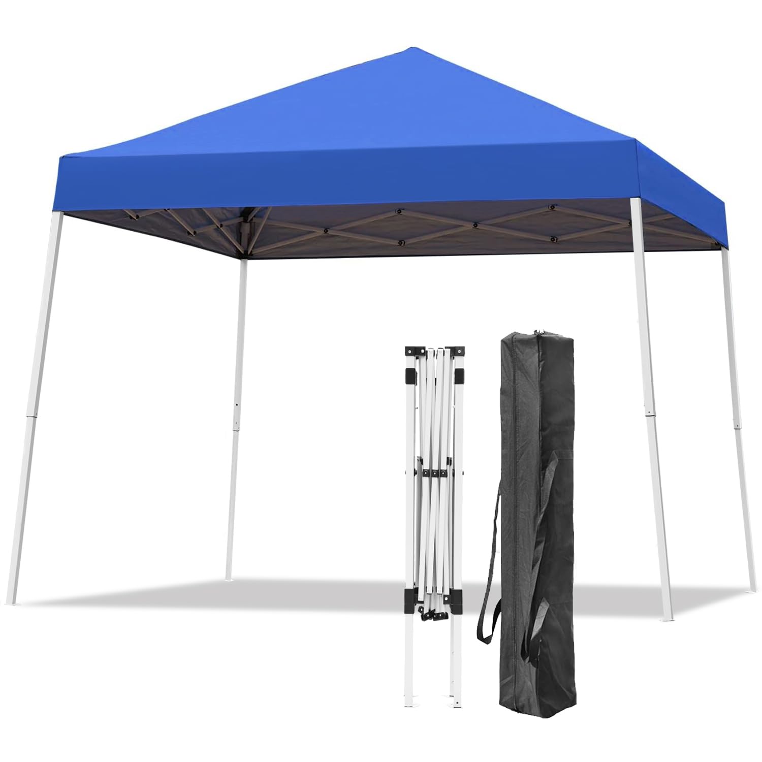 Oneofics front view canopy showing full 10x10 shade and easy setup benefit
