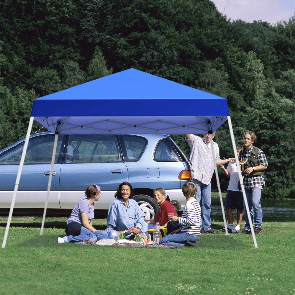 Oneofics tent next to people showing 10x10 size coverage benefit