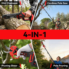 ONEVAN 8-inch chainsaw head close-up showing sharp chain and efficient cutting performance