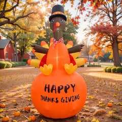 ONEVIVE front view of 10 ft turkey inflatable showing festive design and curb appeal