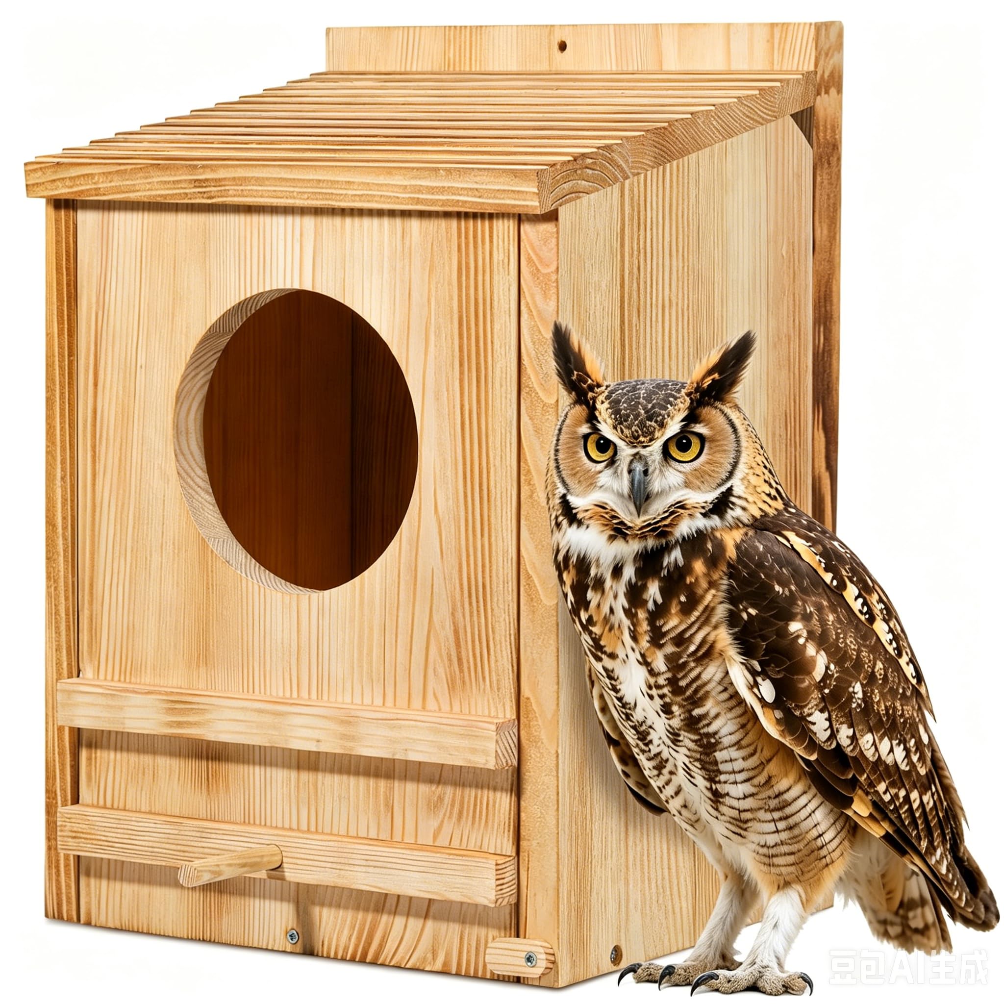 ONKO owl house front view showing secure entrance and weather protection benefit