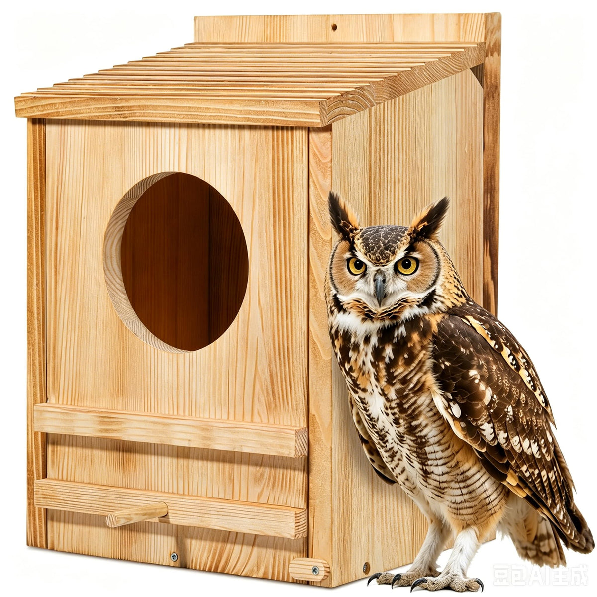 ONKO owl house front view showing secure entrance and weather protection benefit
