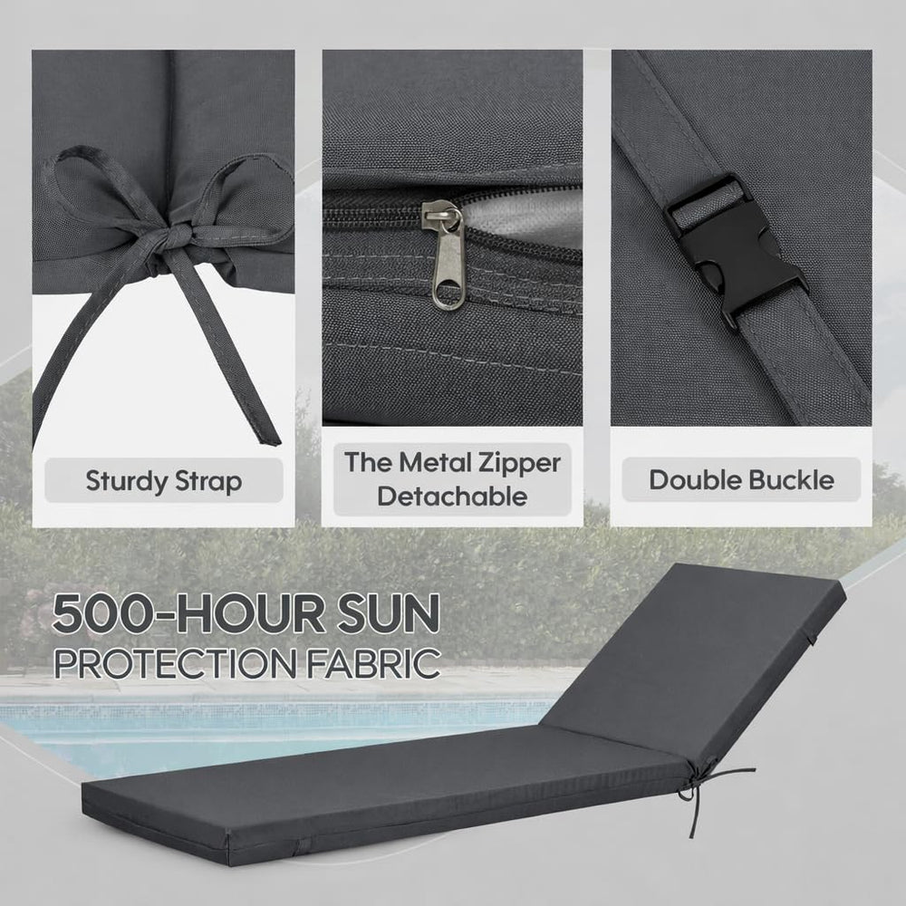 Only choice cushion installed on patio chaise near pool boosting outdoor relaxation and style