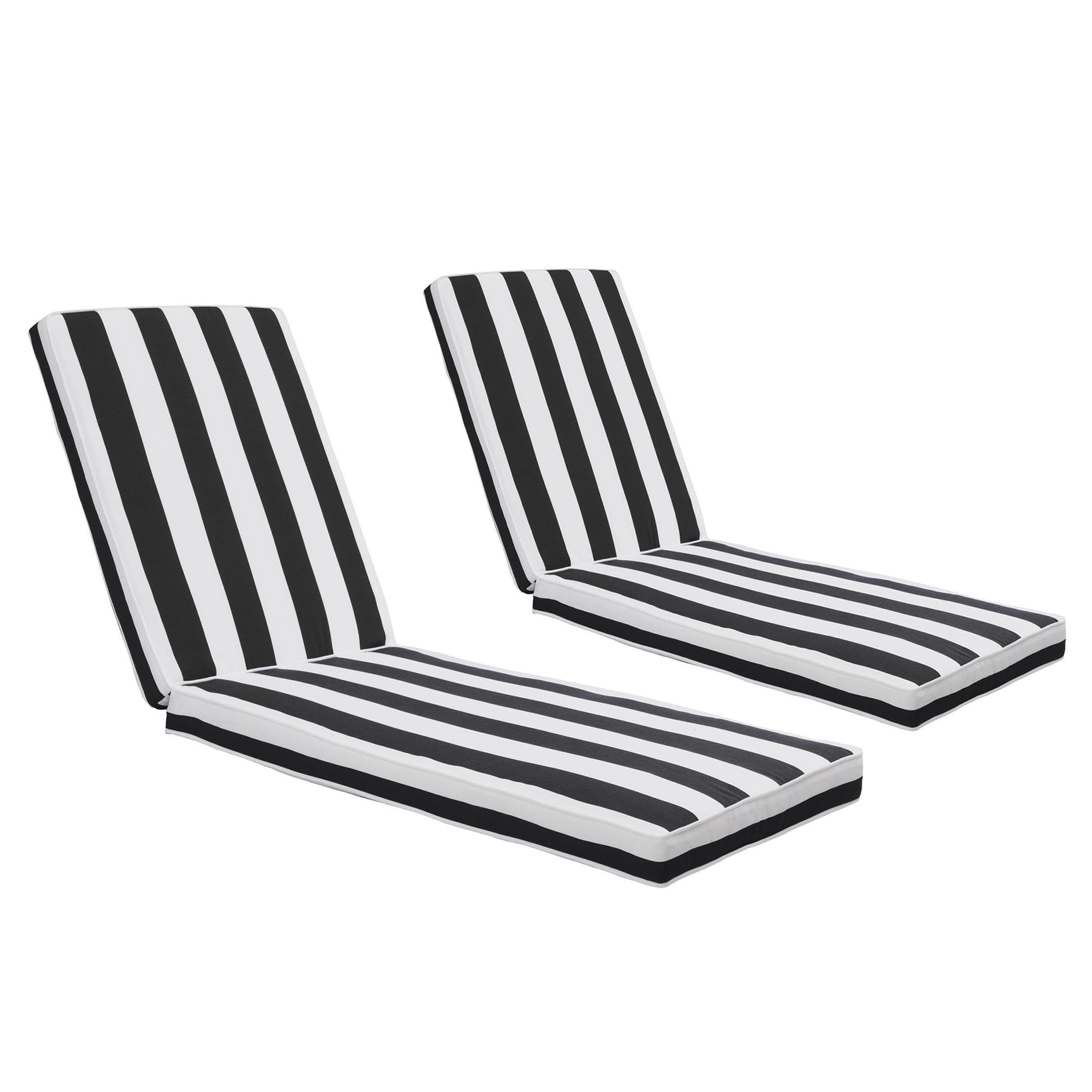 Only choice front view of striped chaise cushion showing neat fit and curb appeal