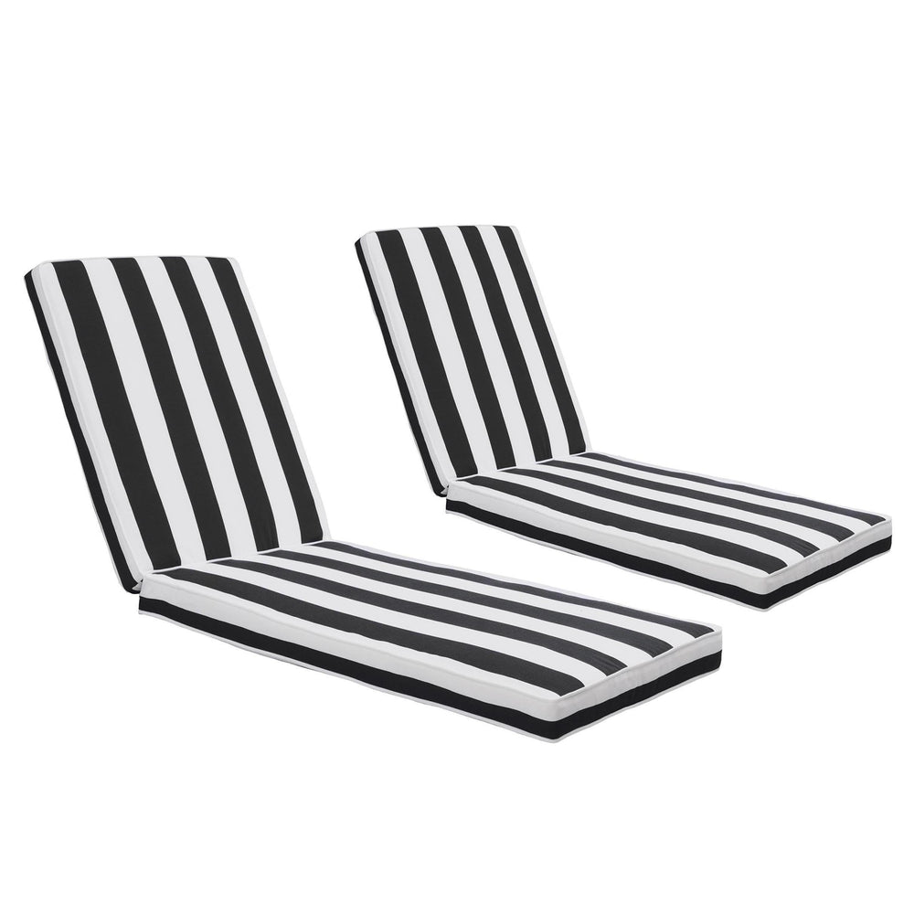 Only choice front view of striped chaise cushion showing neat fit and curb appeal