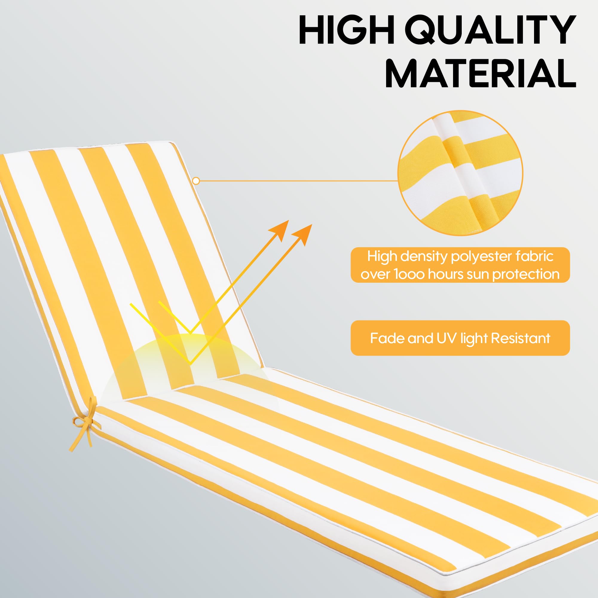 Only choice cushion placed on outdoor chaise lounge demonstrating enhanced comfort