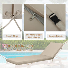 Only choice cushion placed on an outdoor chaise, demonstrates secure fit and improved lounging comfort