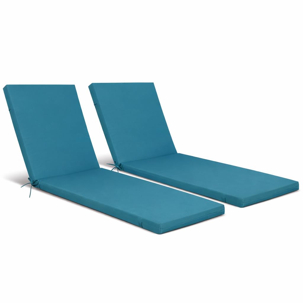 Only Choice front view of blue chaise lounge cushions showing shape and fit for loungers