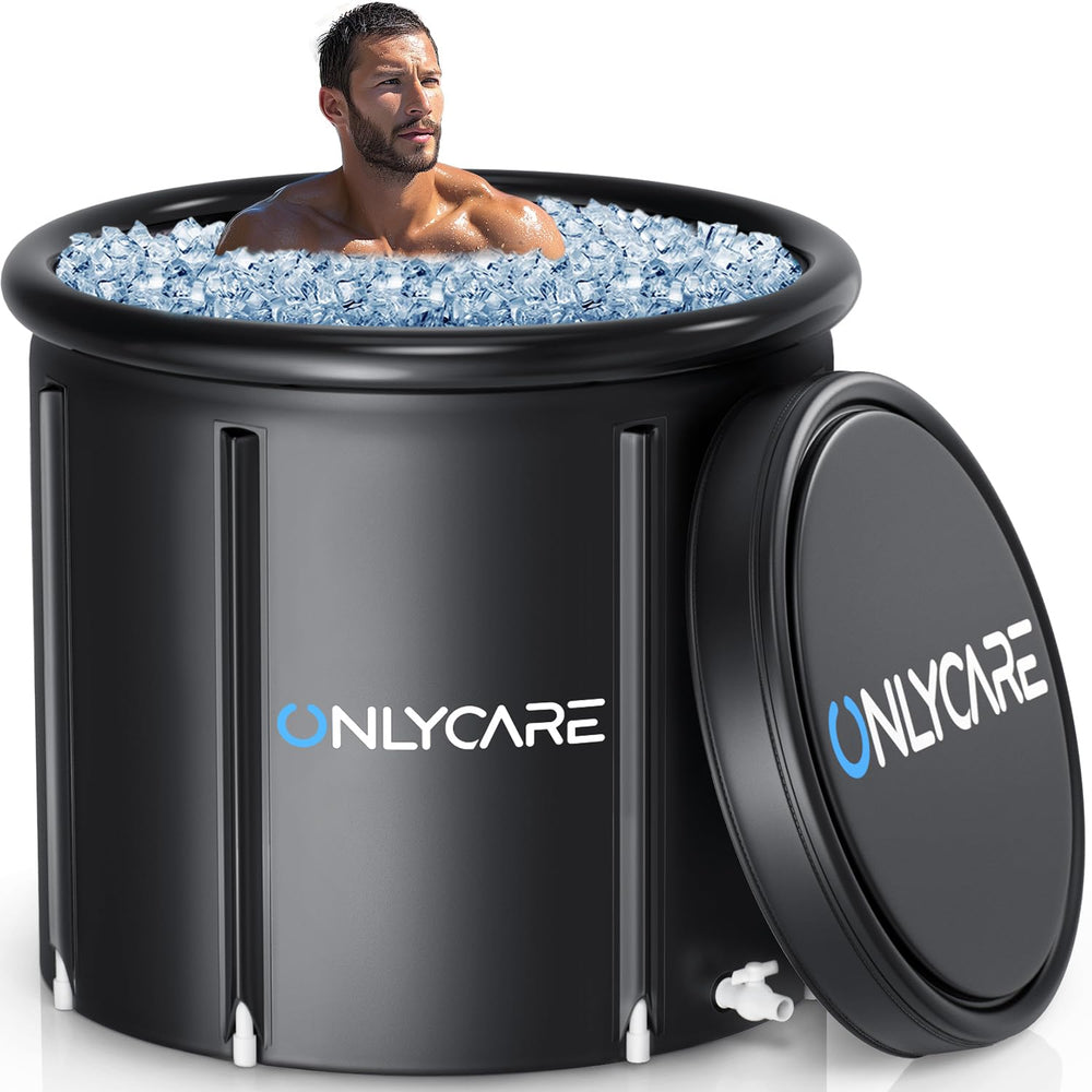 ONLYCARE front view of XXL ice bath tub showing roomy interior and sturdy frame for comfortable recovery