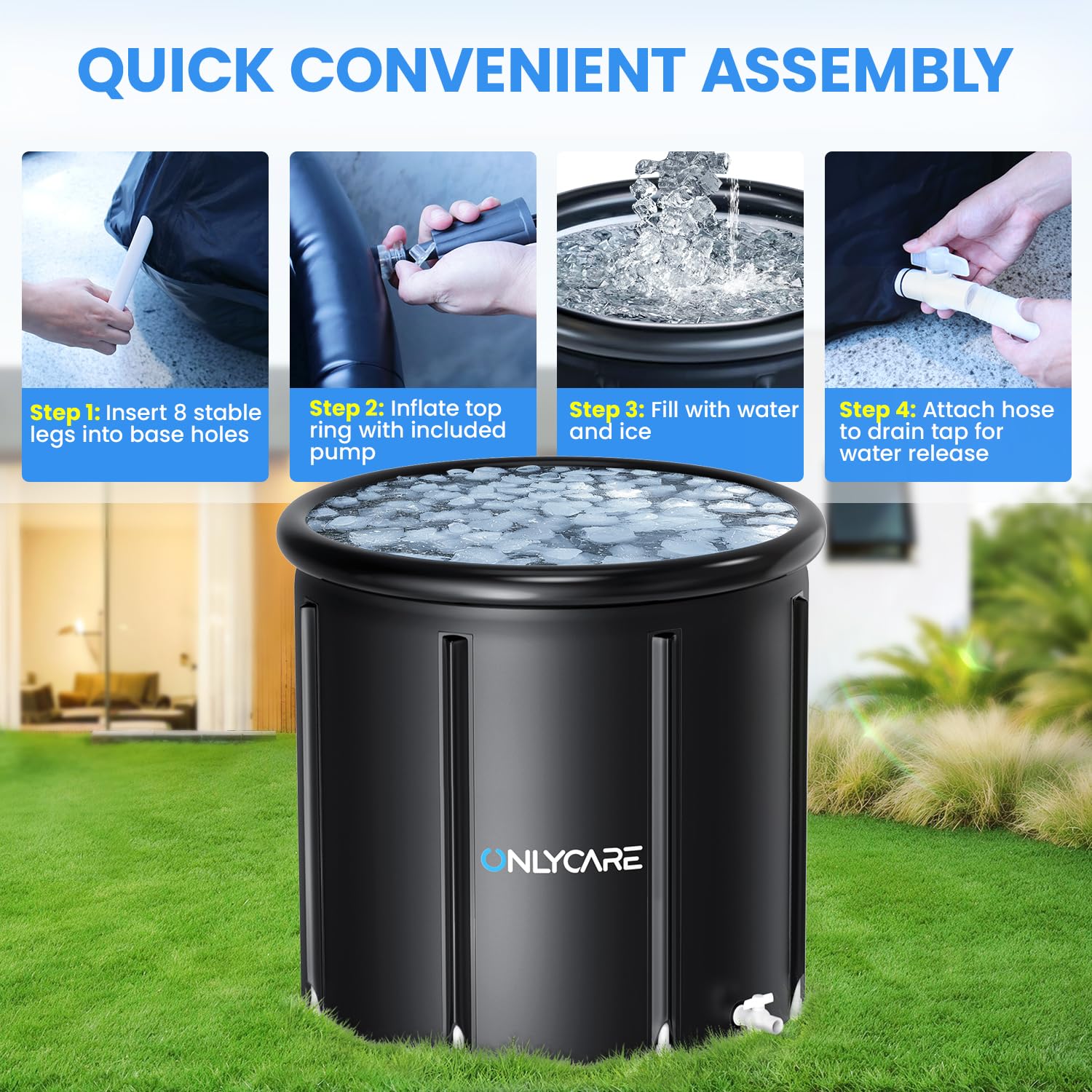 ONLYCARE athlete using tub showing full-body immersion and recovery benefit