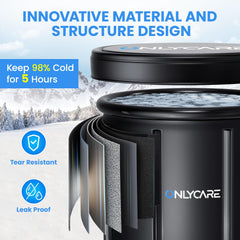 ONLYCARE insulated cover in place keeping water cold longer and protecting tub between sessions