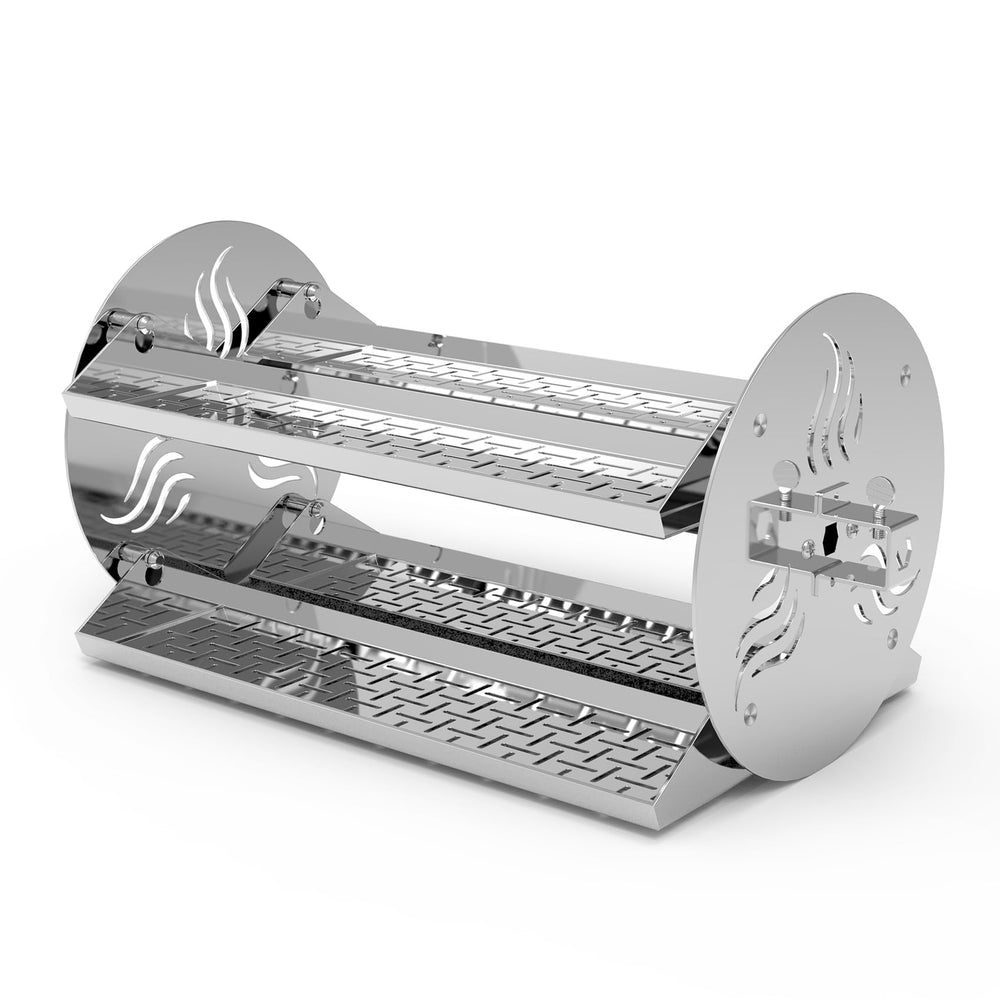onlyfire front view of 18 inch rotisserie basket showing full stainless steel benefits