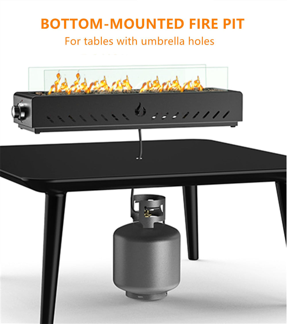 ONLYFIRE bottom-mounted connection hiding propane hose for tidy appearance