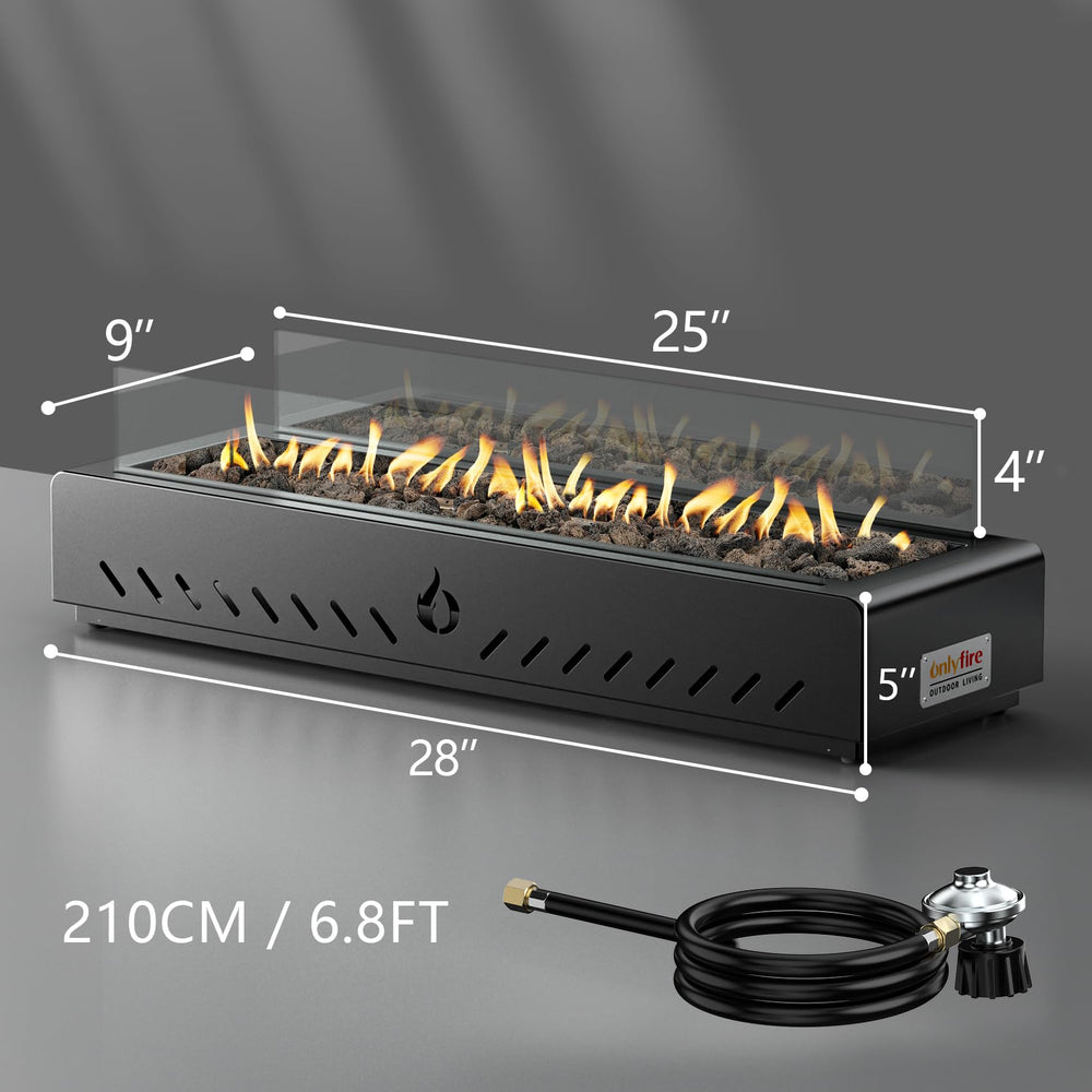 ONLYFIRE burner and control close-up showing knob for adjustable heat output
