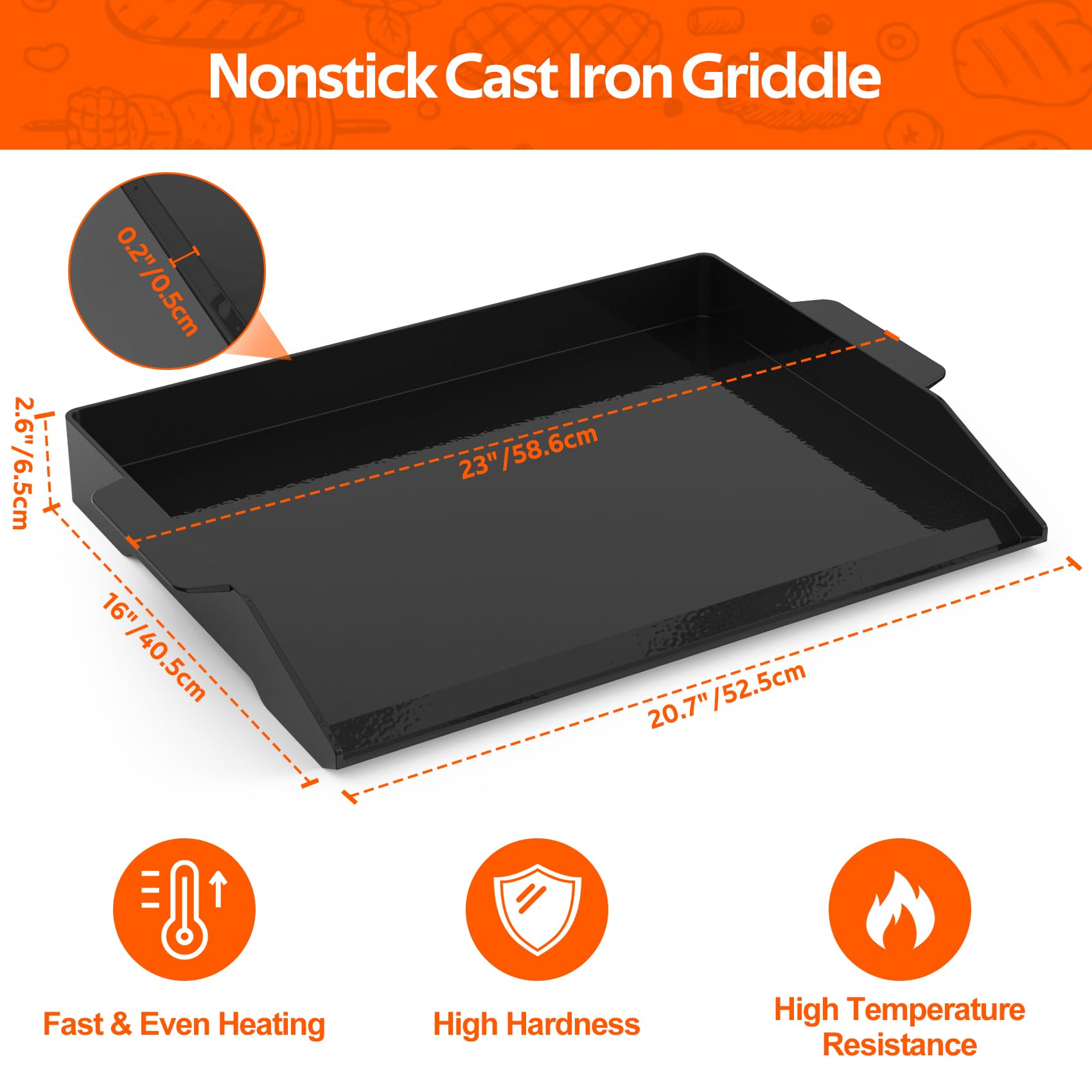 Onlyfire Chef close-up of enamel surface highlighting smooth nonstick finish for easy release