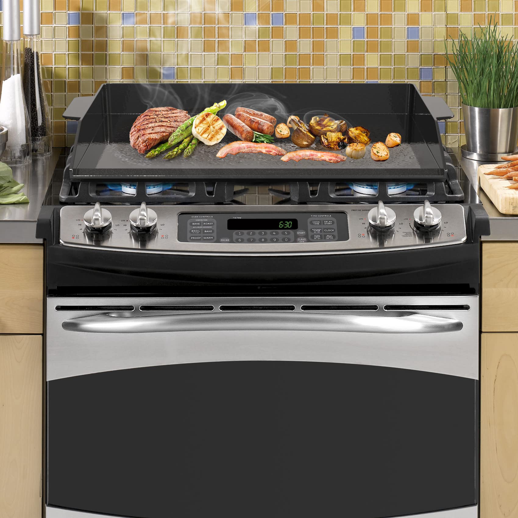 Onlyfire Chef griddle placed on outdoor grill for versatile backyard cooking and even heat