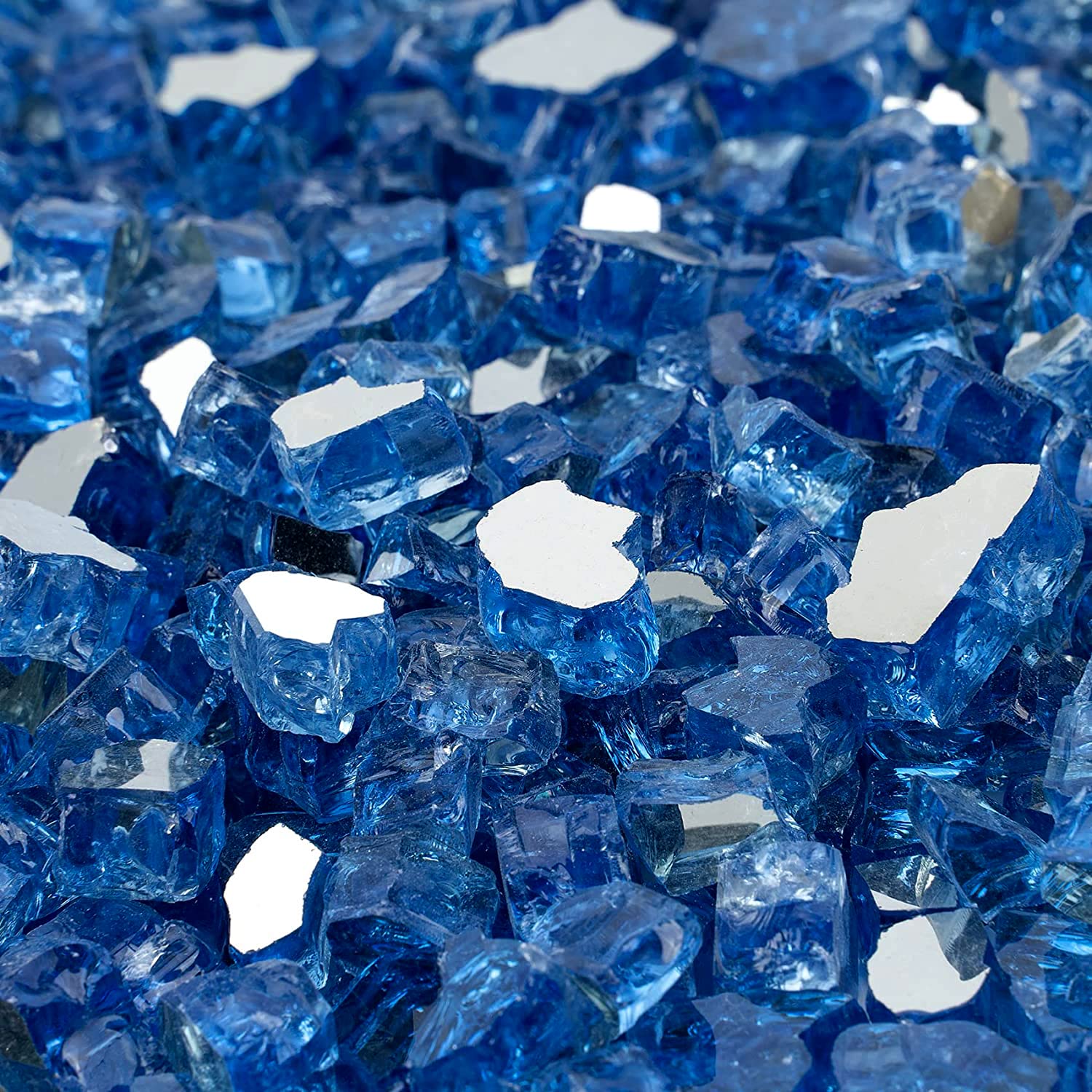 OnlyFire close-up of 1/2 inch tempered beads showing reflective sparkle and durability