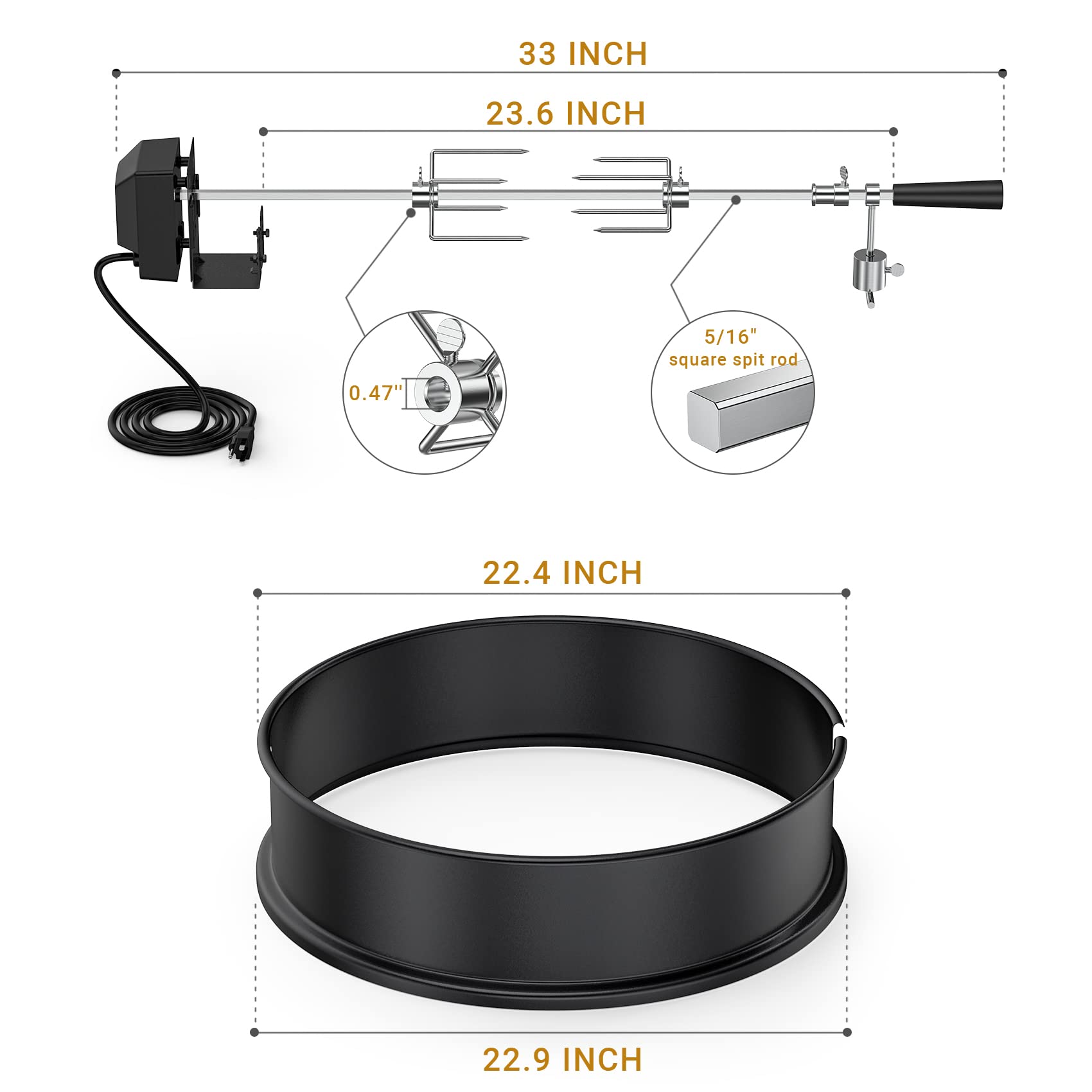 onlyfire close-up of black coated steel ring highlighting heat resistance benefit
