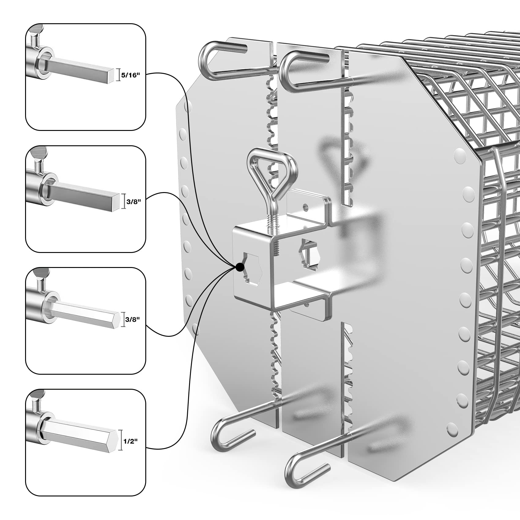 onlyfire curved rack clipped to basket exterior demonstrating tumble action benefit