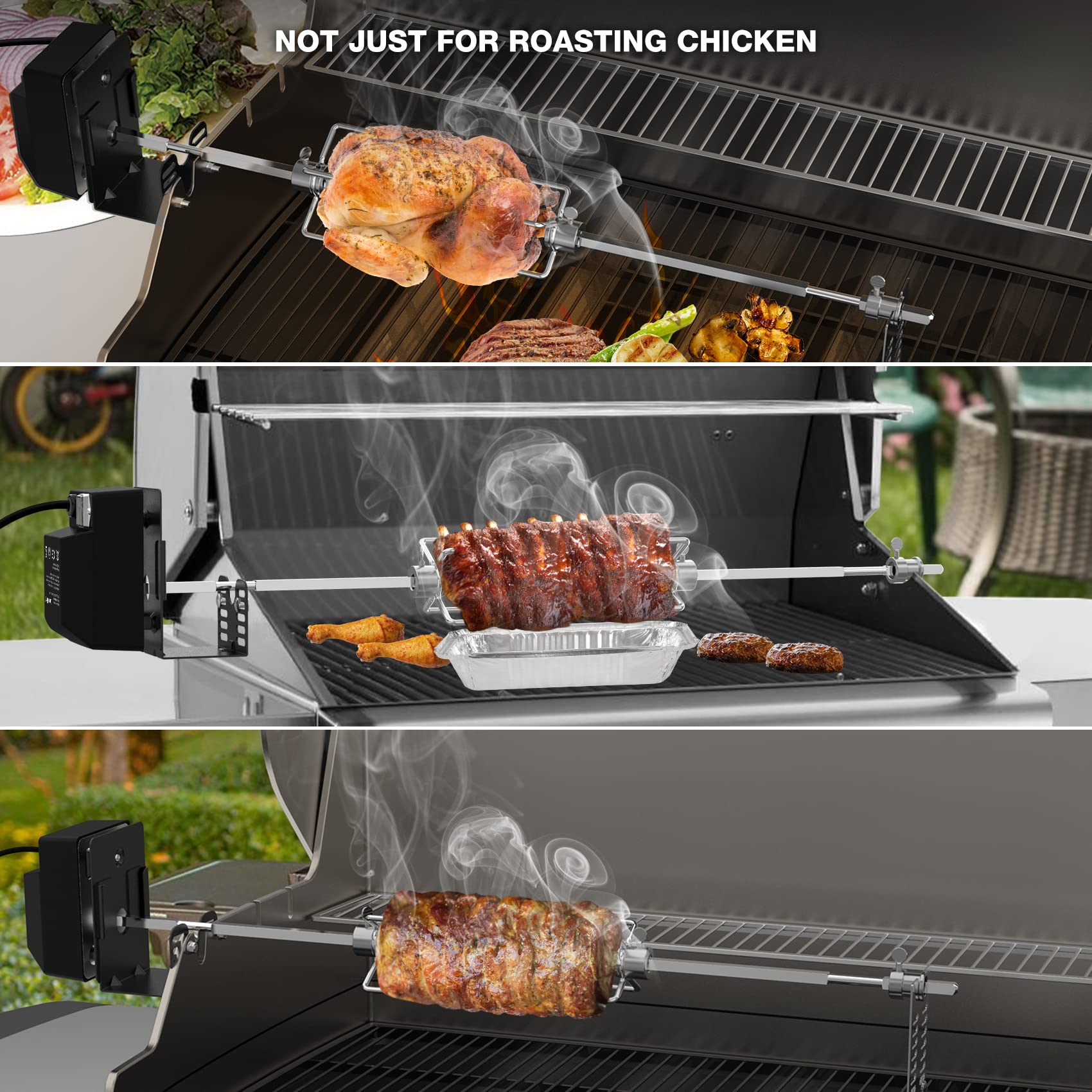 onlyfire electric motor mounted on bracket demonstrating steady rotation benefit