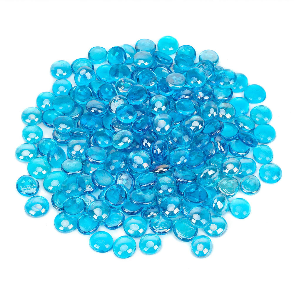 OnlyFire beads in a fire pit creating bright, reflective flames