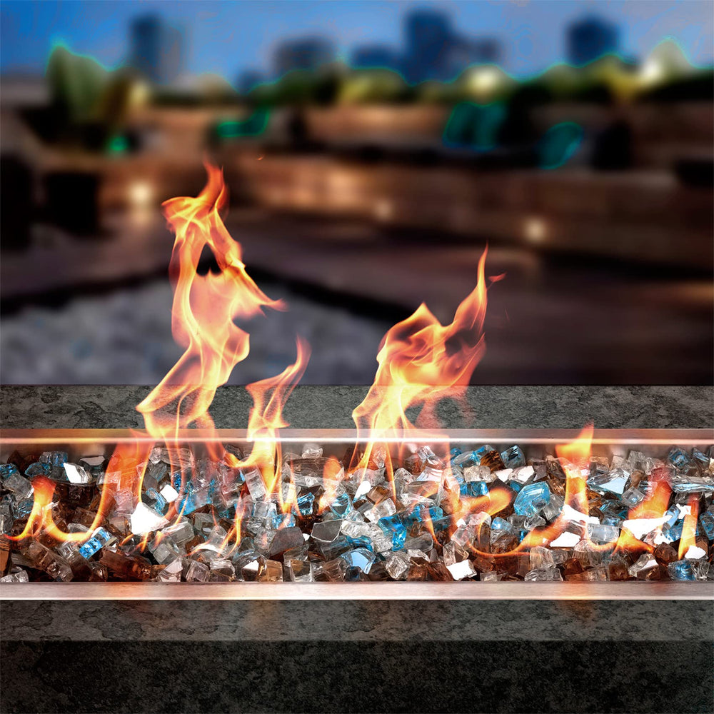 onlyfire gas fireplace bed with glass hiding burners and improving look