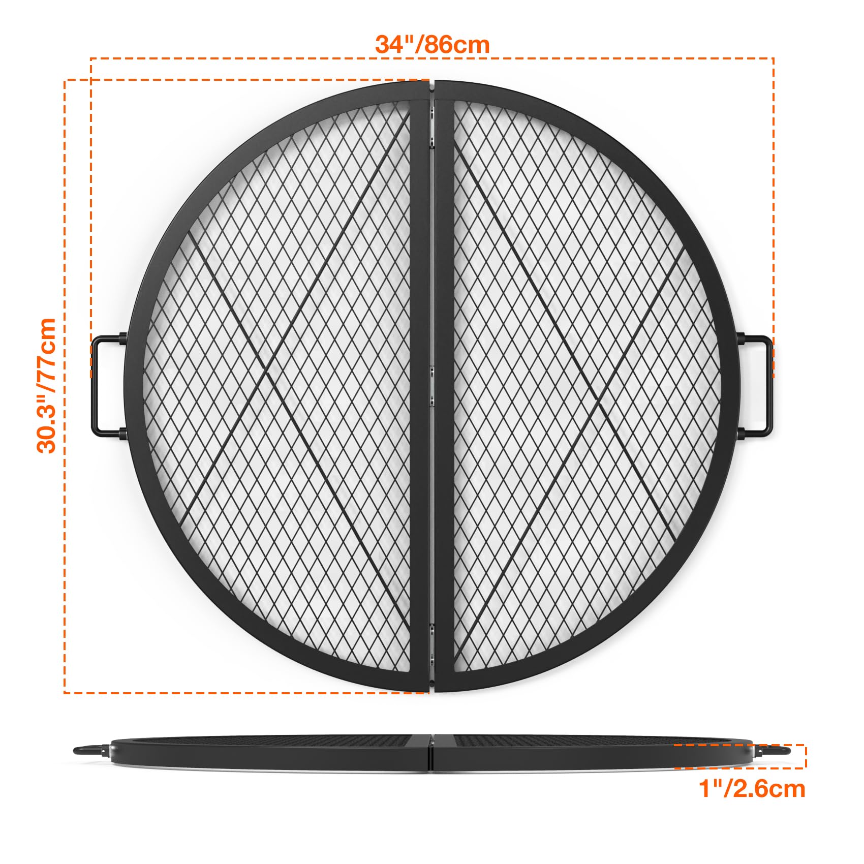 onlyfire folded grate carried by handle demonstrating compact portability and easy storage on-the-go