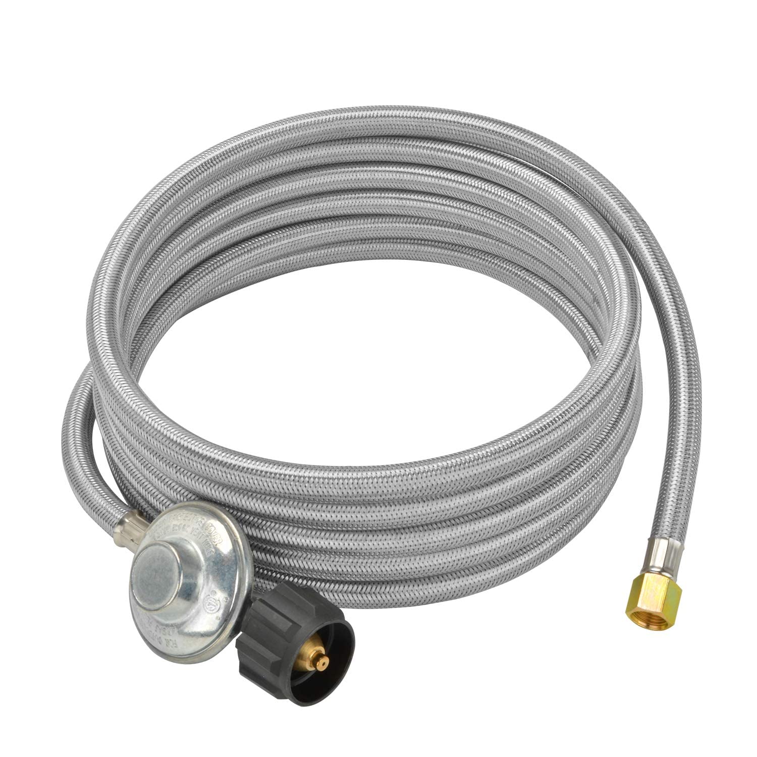onlyfire regulator and 15ft hose front view showing full assembly and secure connections