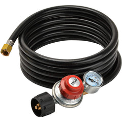 onlyfire front assembly showing hose, regulator and gauge for reliable control