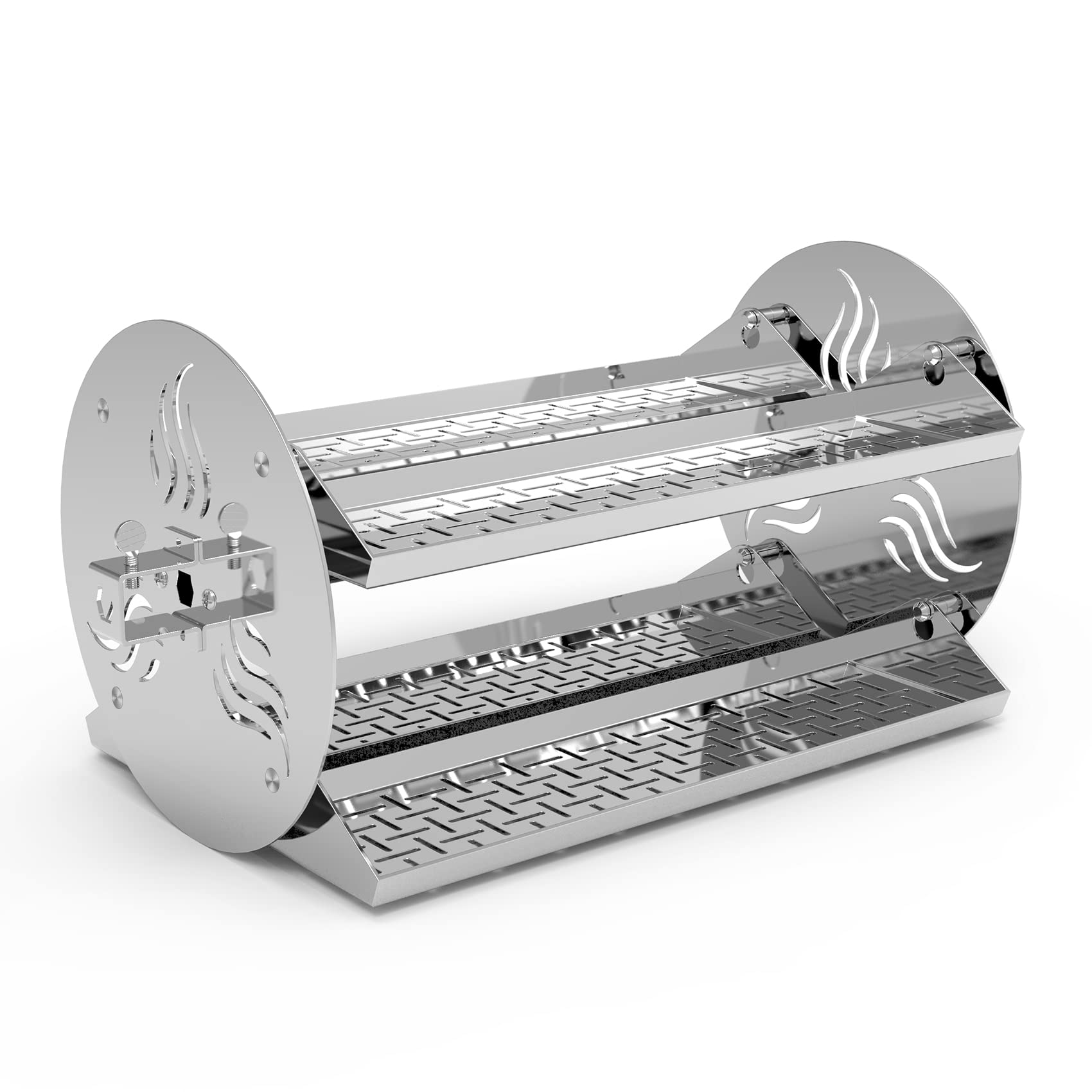 onlyfire front tray set showing four stainless trays and benefit of multi-item cooking