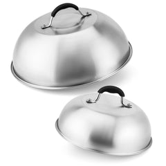 onlyfire front view of both domes showing durable stainless steel and space-saving storage benefit