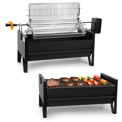 ONLYFIRE GRILLS front view showing charcoal grill and rotisserie versatility