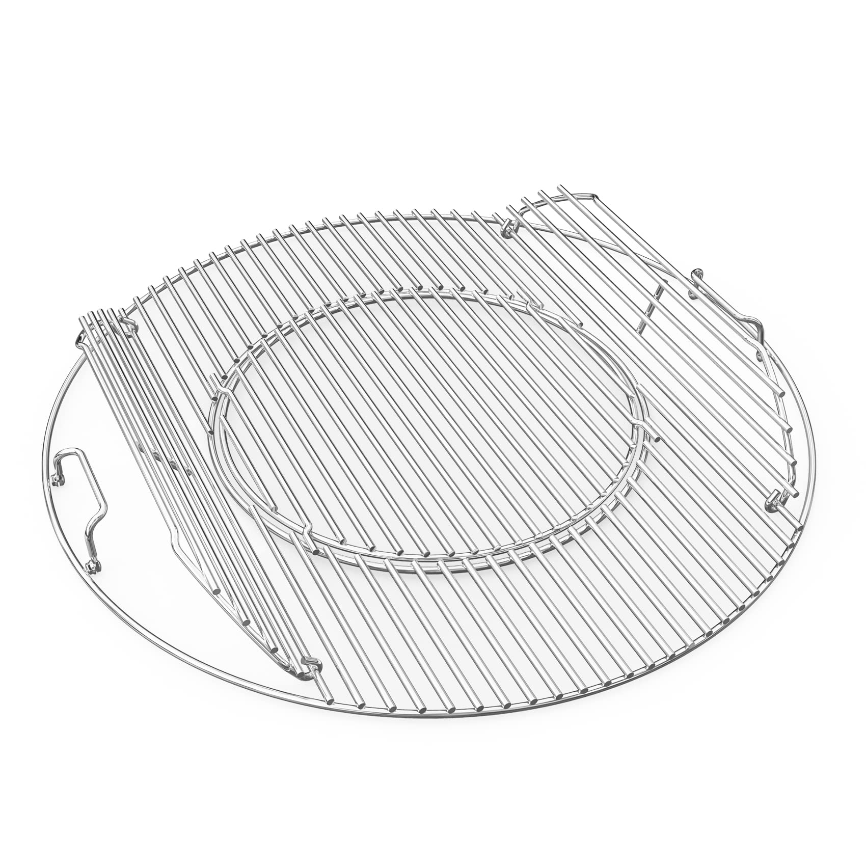 onlyfire front view cooking grate showing full plated-steel ring and removable center, easy upgrade benefit