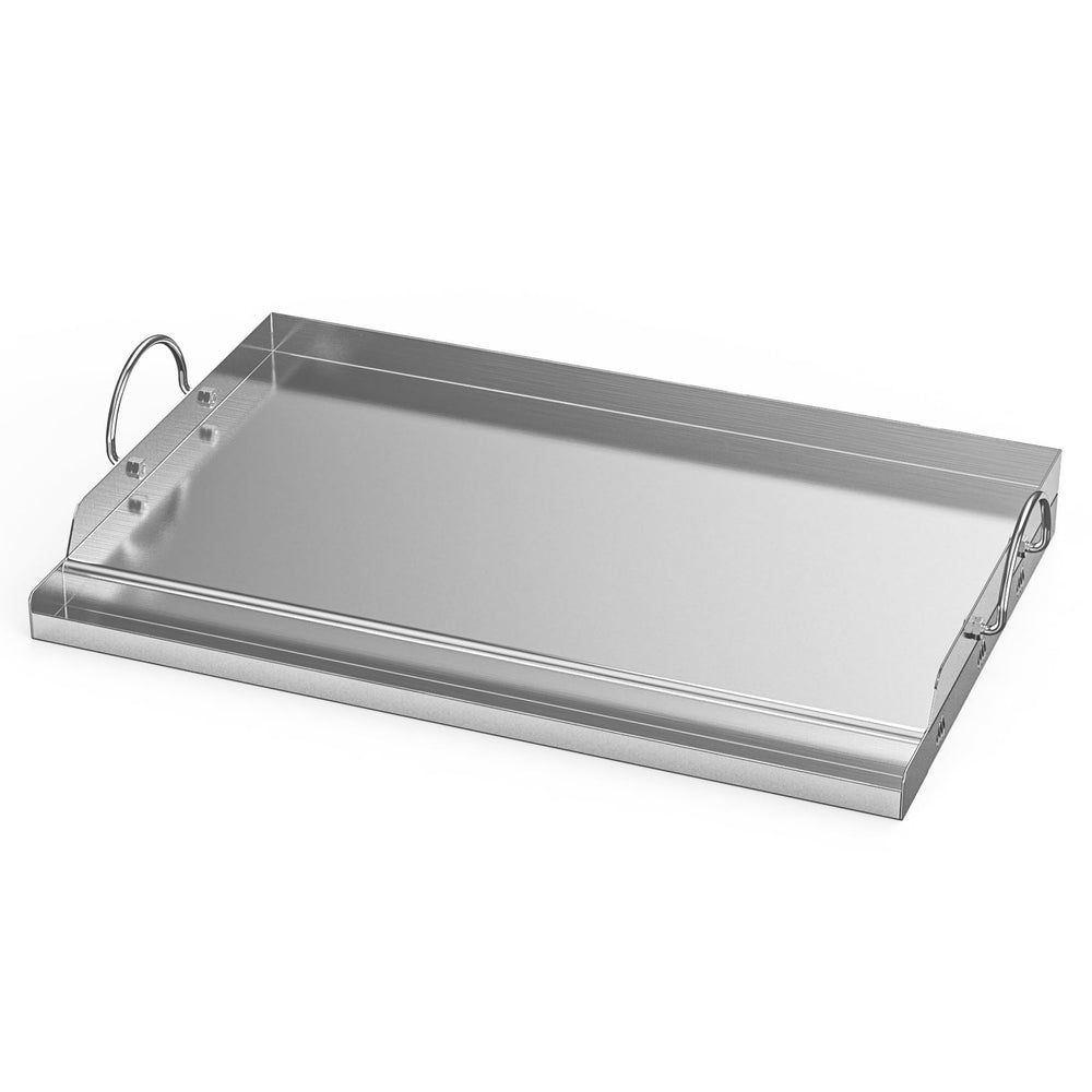 onlyfire front view flat top griddle showing cooking surface and handles for versatile cooking