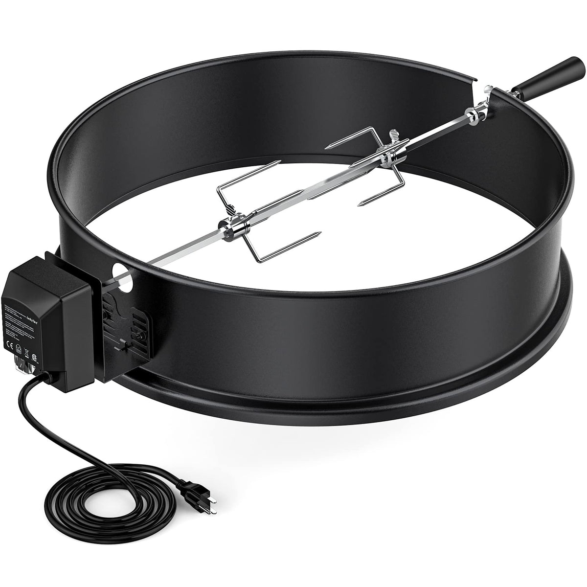 onlyfire front view ring kit shows complete rotisserie set and quick fit benefit